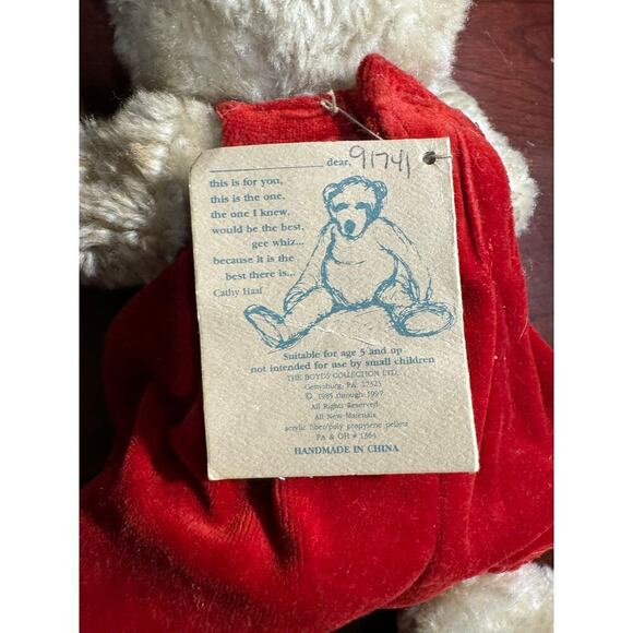 12" Boyds Bear Collection with Red Jumper Bow 1985-97 JB Bean Series - Picture 5 of 9
